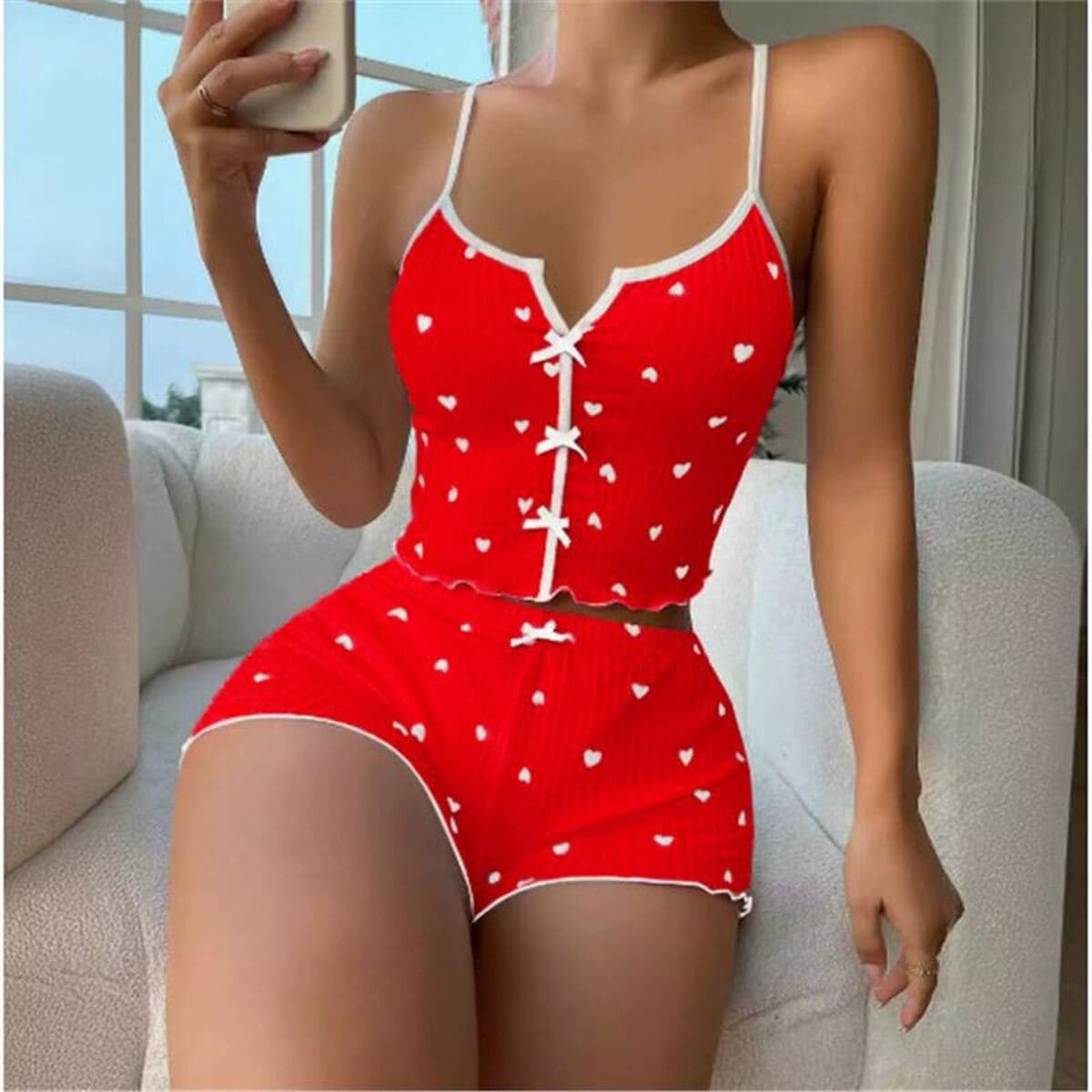 Новые шорты-подтяжки сексуальный бант разноцветный принт молочный набор для комфорта домашней одежды завод