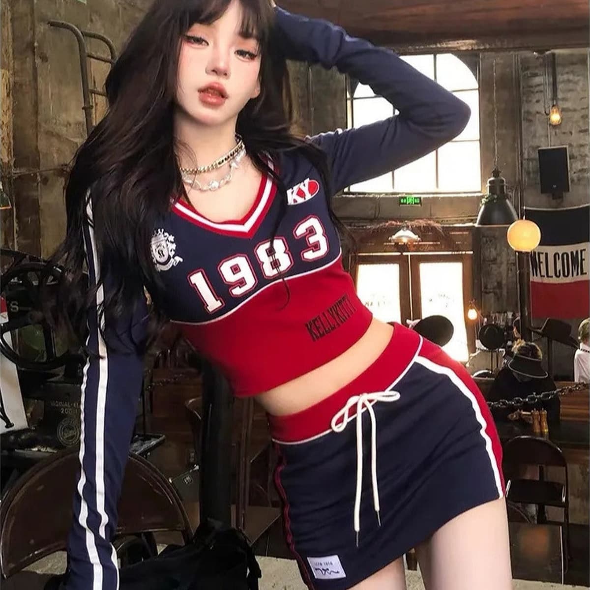 Американская команда поддержки допамина Сладкая классная спортивная юбка