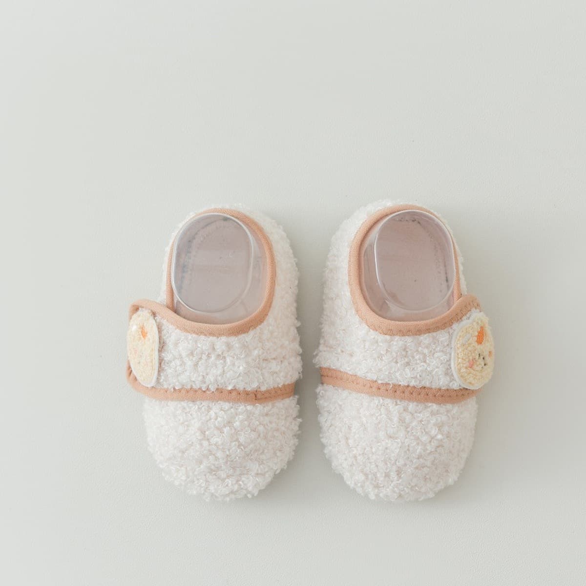 Детские носки-тапочки для осени и зимы, утолщенные, теплые, нескользящие, на липучках, мягкие домашние тапочки-носки для...