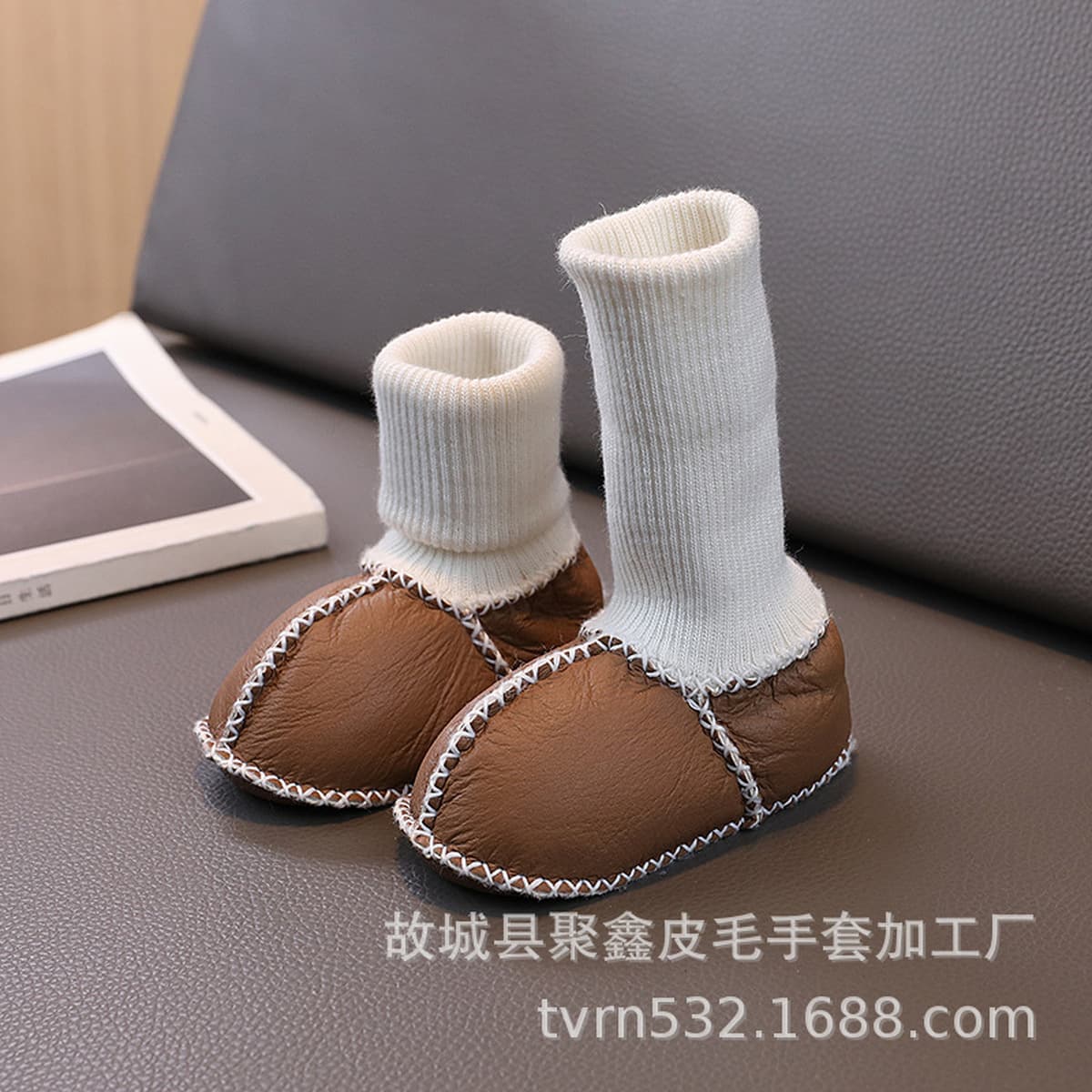 Овечья меховые детские носки теплые и утолщенные осенние и зимние хлопчатобумажные туфли на мягкой подошве