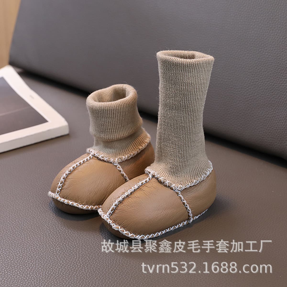 Овечья меховые детские носки теплые и утолщенные осенние и зимние хлопчатобумажные туфли на мягкой подошве