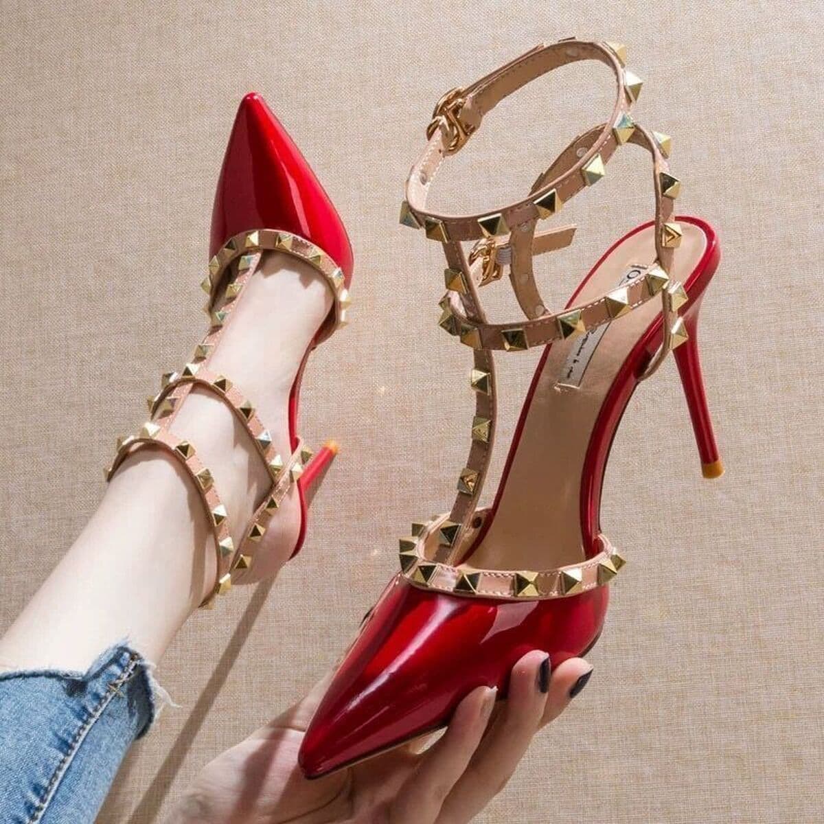 Женская обувь на высоком каблуке с заклепками на шпильке, нескользящая рабочая обувь, новый стиль, 2024, верхняя одежда,...