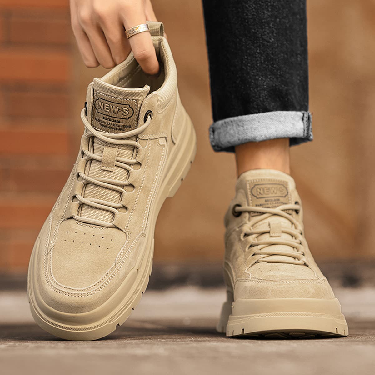 Мужские зимние ботинки 2025: новая модная коллекция, теплые плюшевые полуботинки, ретро-стиль, средняя высота, рабочие...