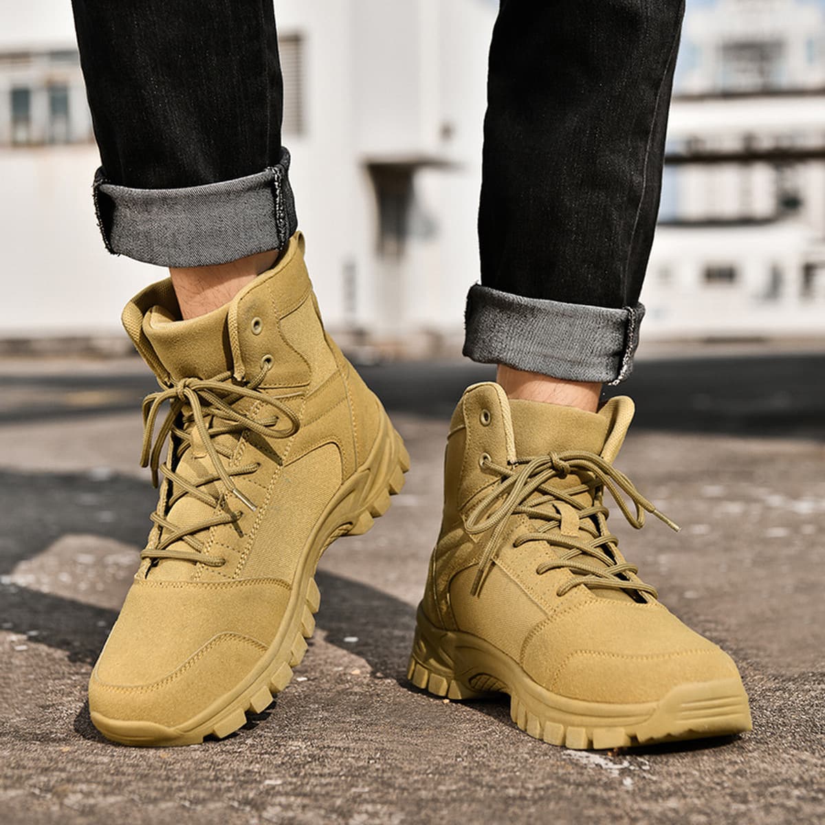 Кроссовки мужские больших размеров для походов, высокие ботинки для пустыни, полевые ботинки для мужчин, специальные ботинки...