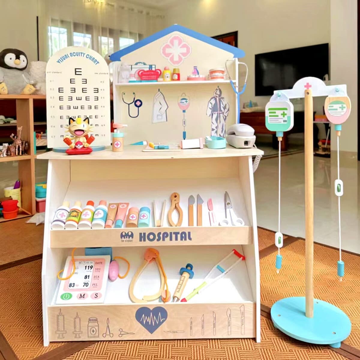 Детский набор врача для ролевых игр, деревянный, для девочек и мальчиков, с инъекционными игрушками, медицинской коробкой,...