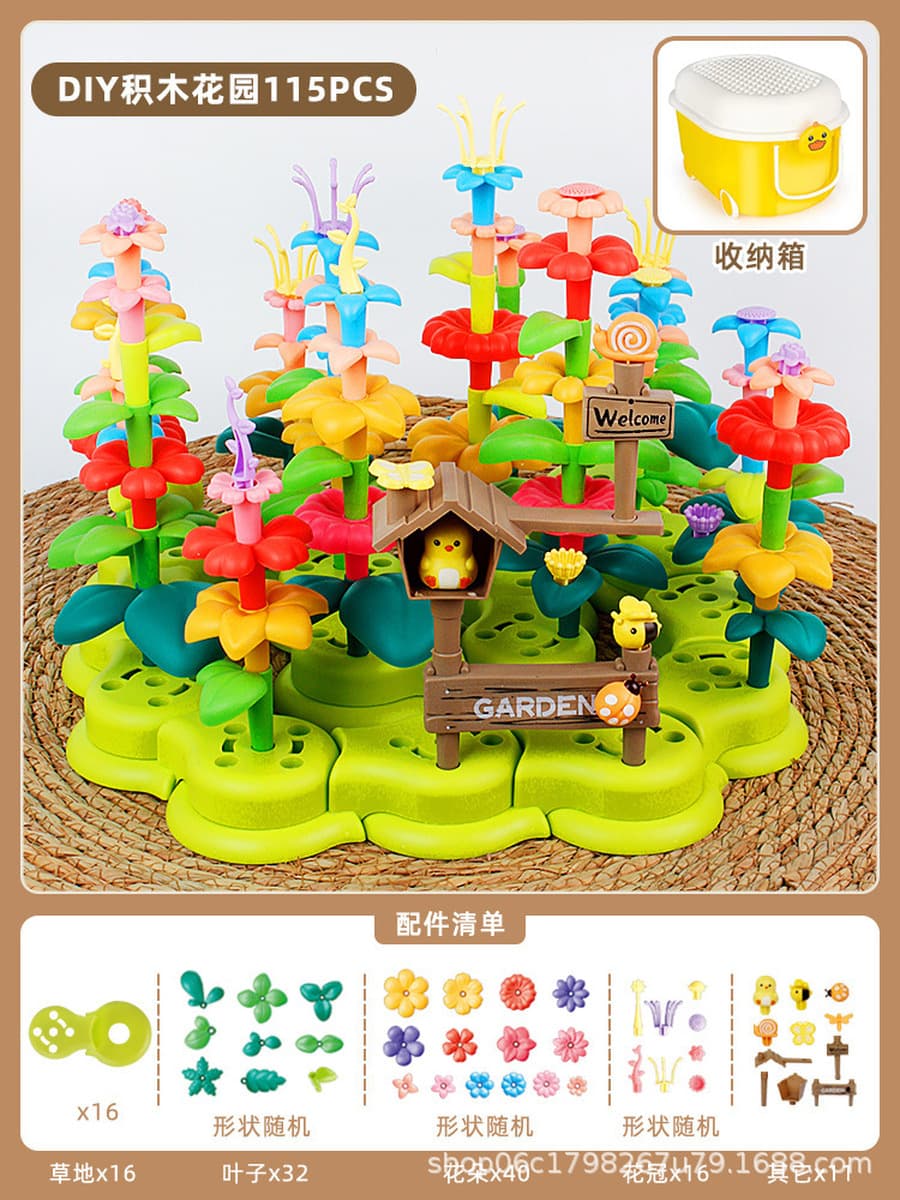 Новые цветочные строительные блоки, собранные развивающие игрушки для девочек, универсальные садовые цветочные композиции...