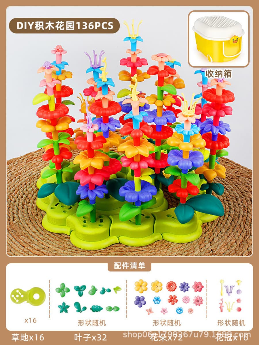 Новые цветочные строительные блоки, собранные развивающие игрушки для девочек, универсальные садовые цветочные композиции...