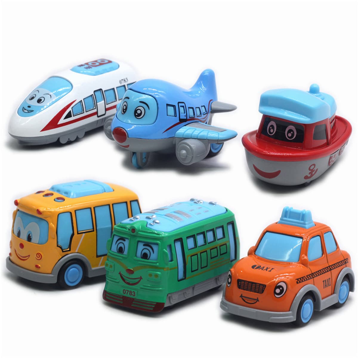 1:64 6 мультфильм городской транспорт из сплава модель самолета поезд высокоскоростной Железнодорожный корабль Amazon New