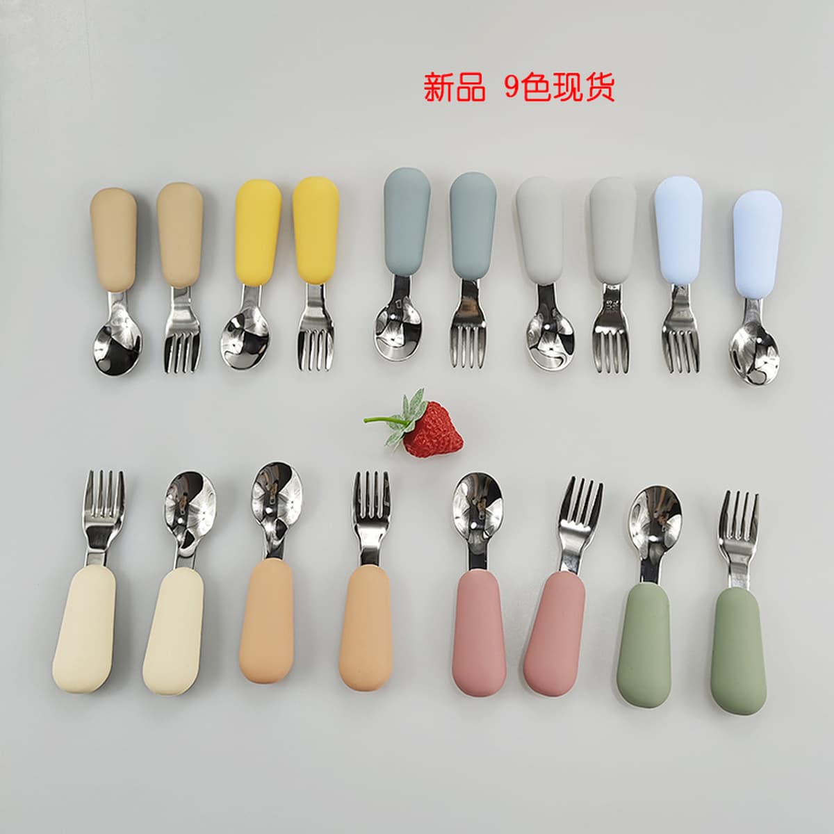 Детская вилка из нержавеющей стали, ложка, силиконовая ручка для еды, короткая ручка, дополнительная посуда для детского...