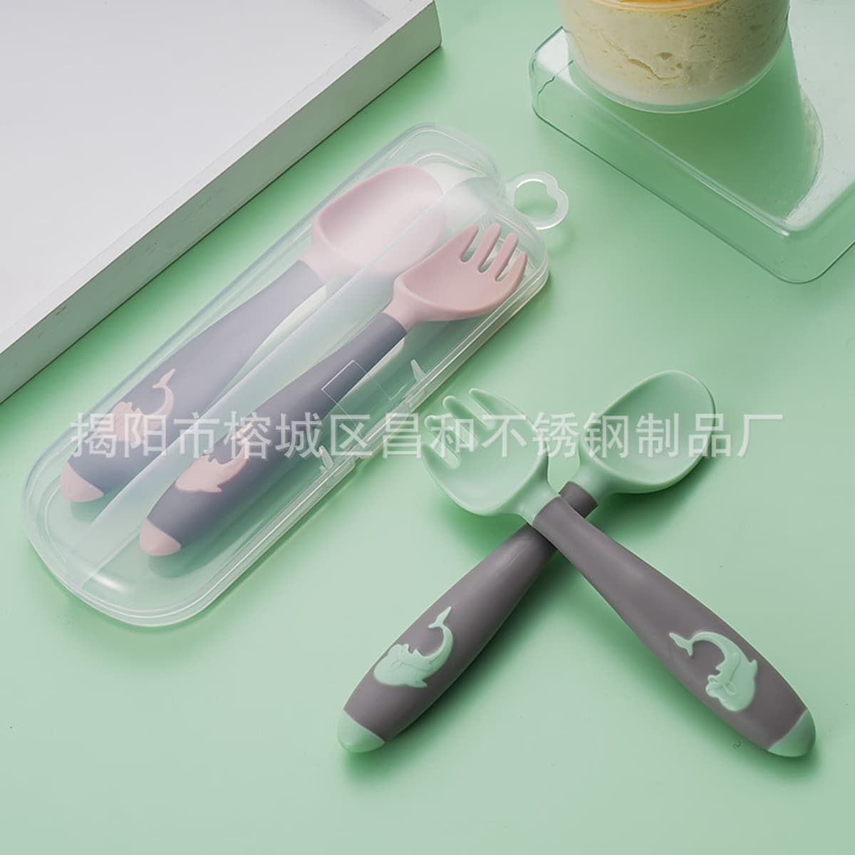 Baby Learn to Eat Тренировочная ложка, вилка, бытовая детская столовая посуда, ложка с кривой головой, локтевая ложка,...