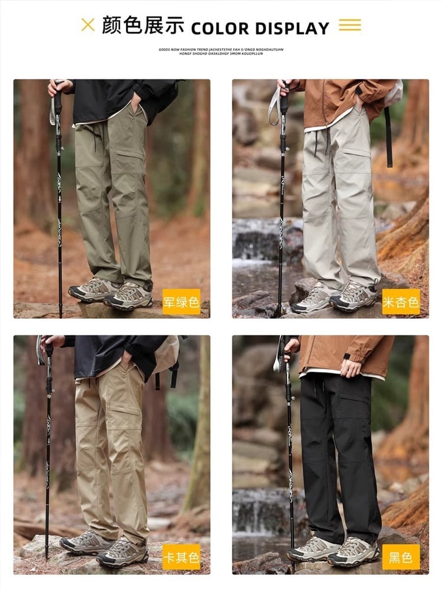Наружные альпинистские штаны для мужчин прилив, свободная прямая оснастка плюс бархатные теплые и повседневные широкие брюки...