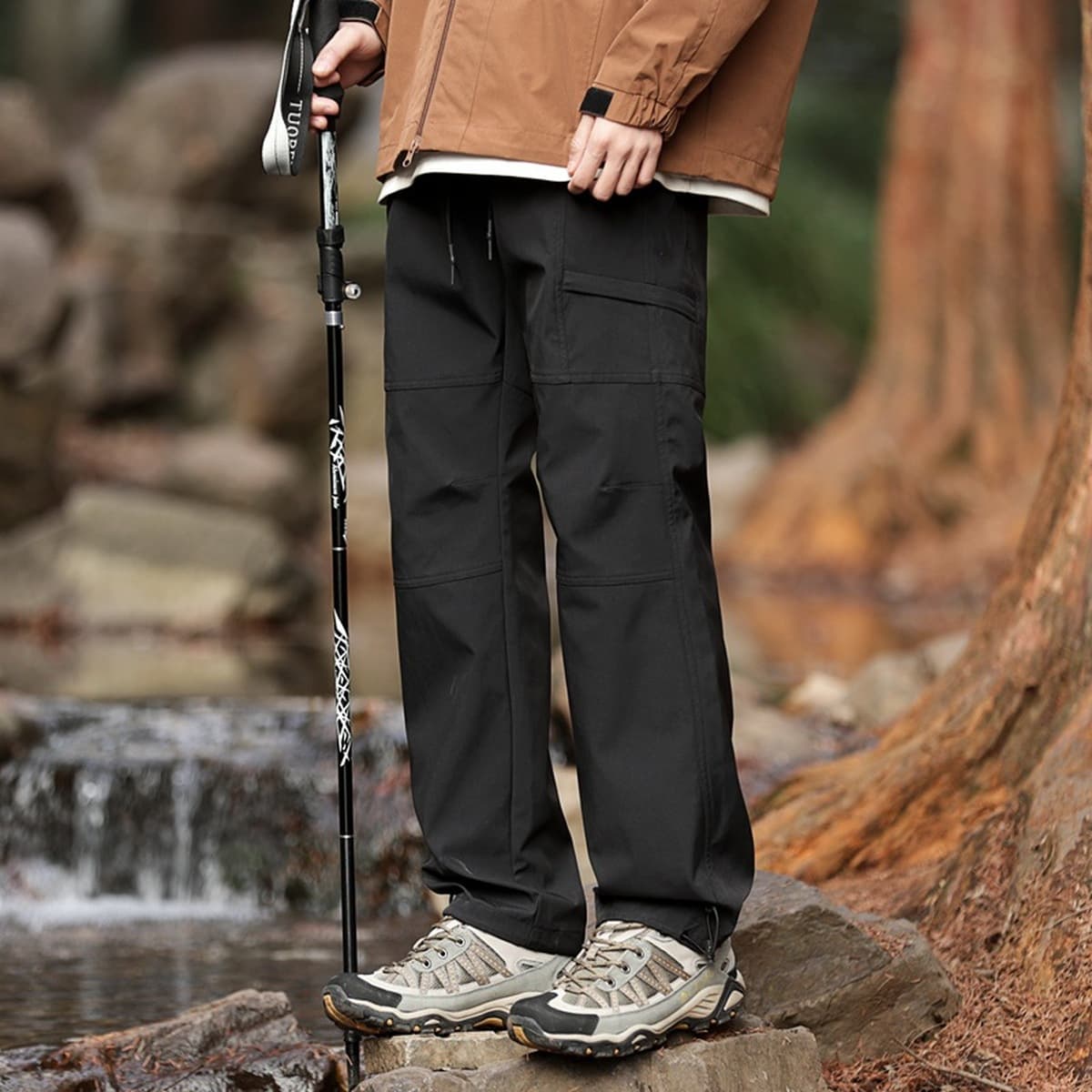 Наружные альпинистские штаны для мужчин прилив, свободная прямая оснастка плюс бархатные теплые и повседневные широкие брюки...