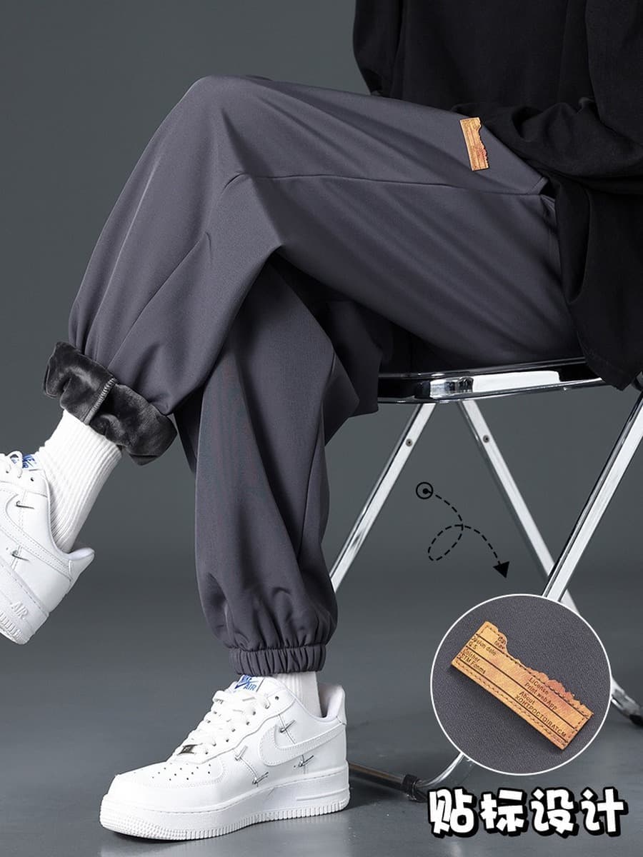 Мужские брюки на флисовой подкладке, новые хлопковые брюки осень-зима 2025, модные брендовые спортивные джоггеры, мужские...