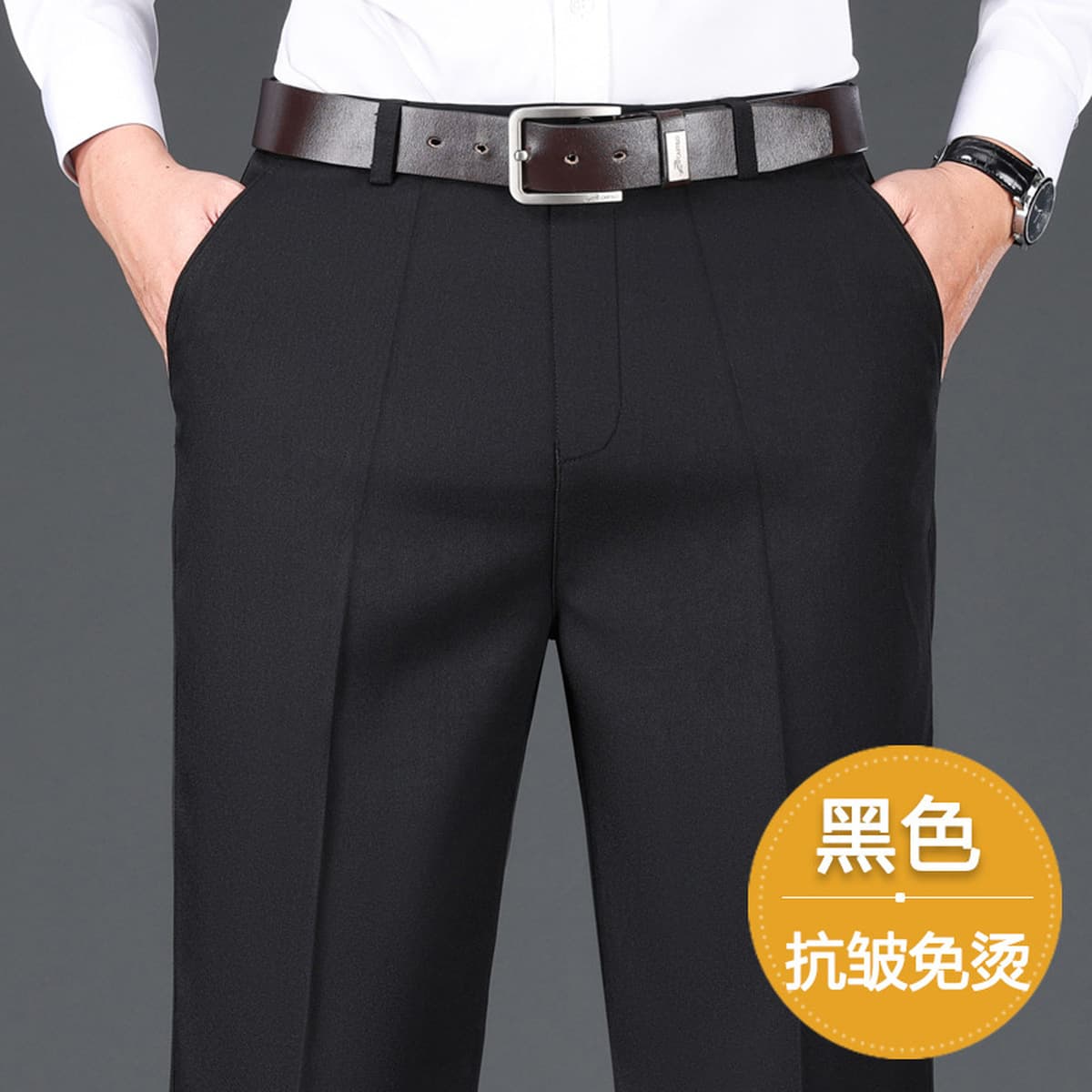 2024 осень и зима новые мужские повседневные брюки с бархатными свободными прямыми папами среднего возраста бизнес-брюки...