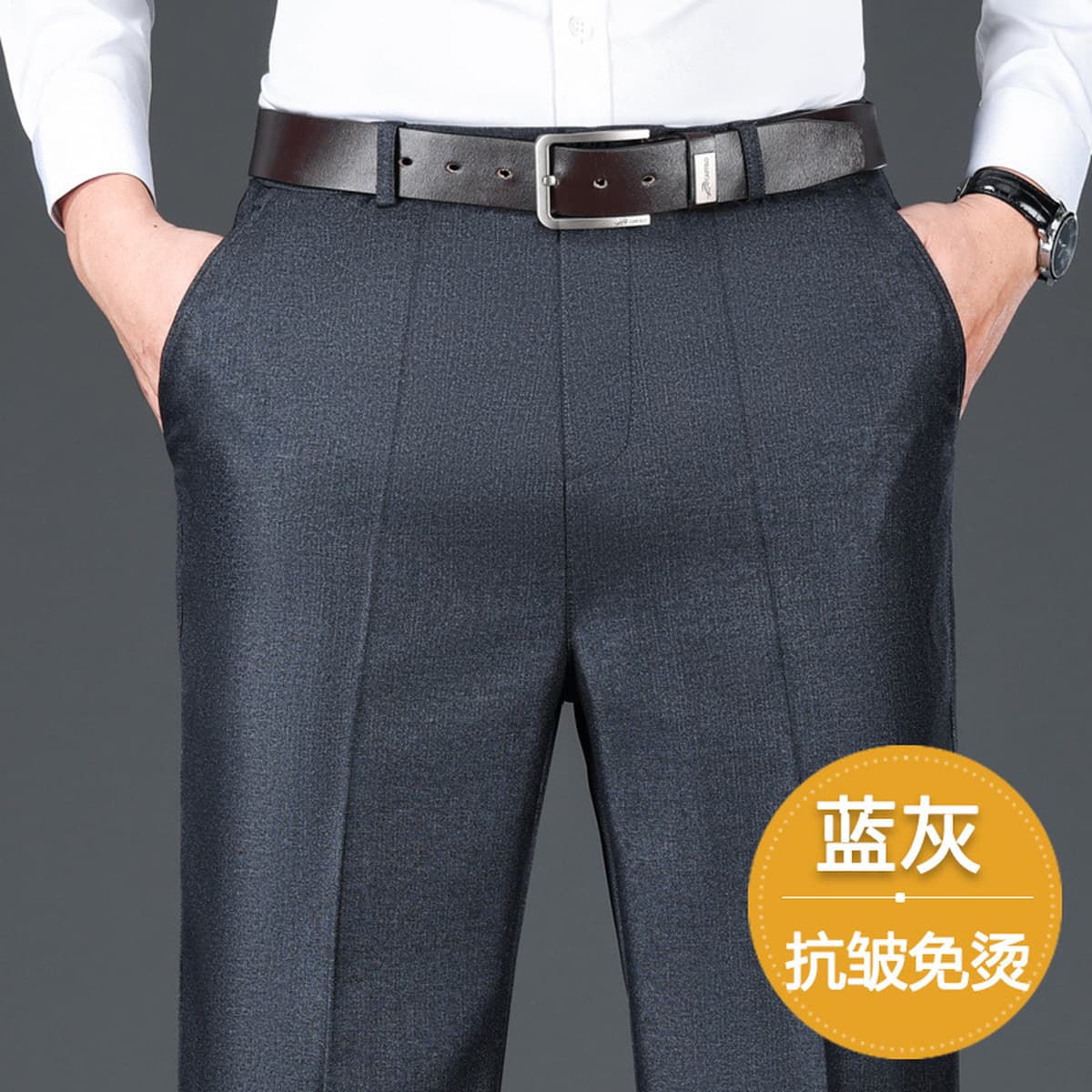 2024 осень и зима новые мужские повседневные брюки с бархатными свободными прямыми папами среднего возраста бизнес-брюки...