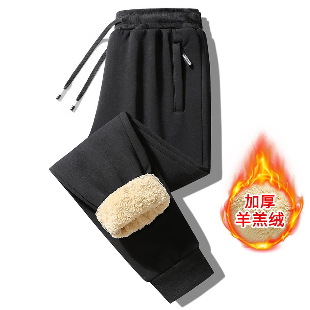 Мужские брюки из овечьей шерсти с флисовой подкладкой, мужские зимние брюки, молодежные спортивные брюки, мужские утепленные...