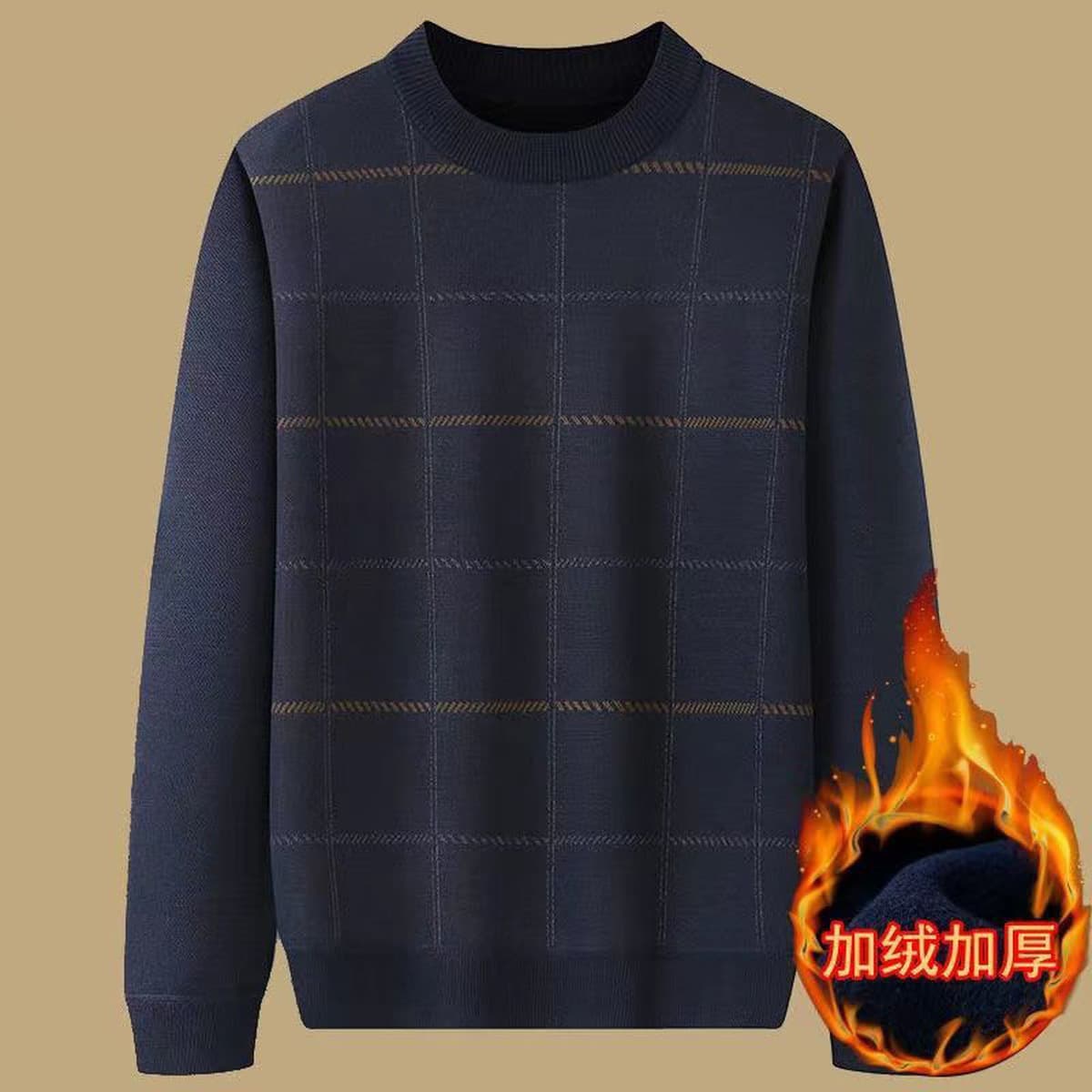 Папа одеваются осенью и зимой плюшевые толстые свитера для мужчин среднего и пожилого возраста 50 лет 60 теплые нижние...