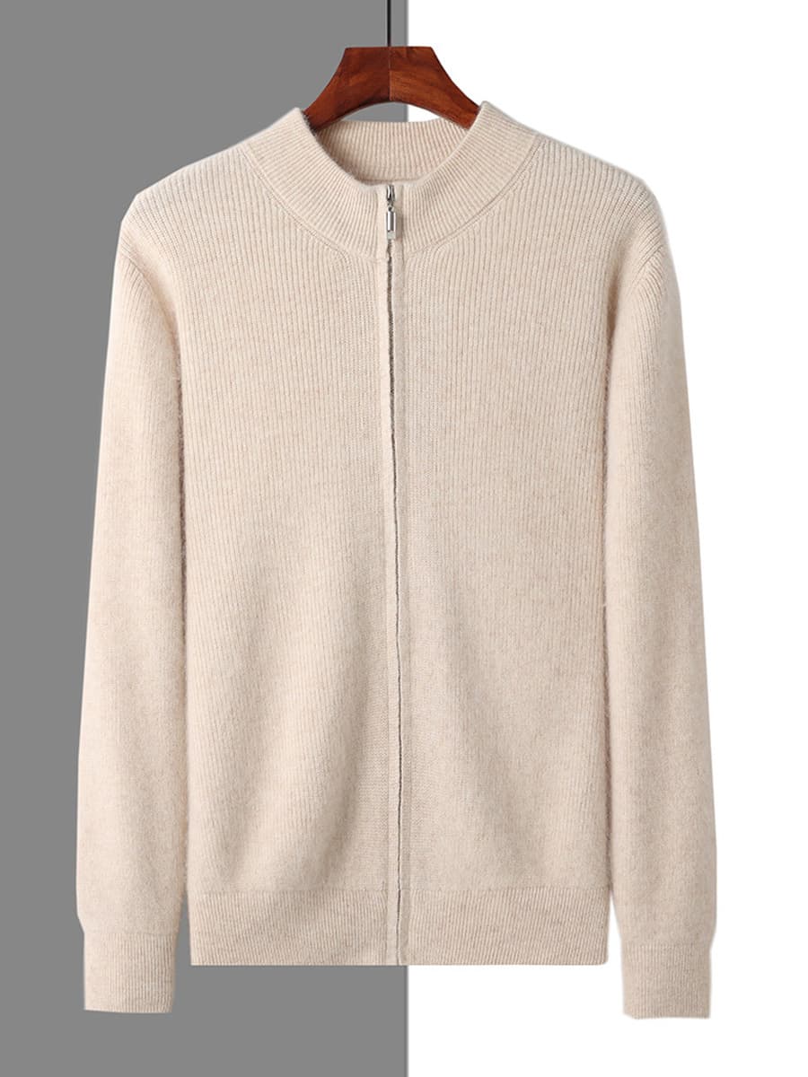 2024 осень-зима новый свитер норковый бархат мужской кардиган с полувысоким воротником