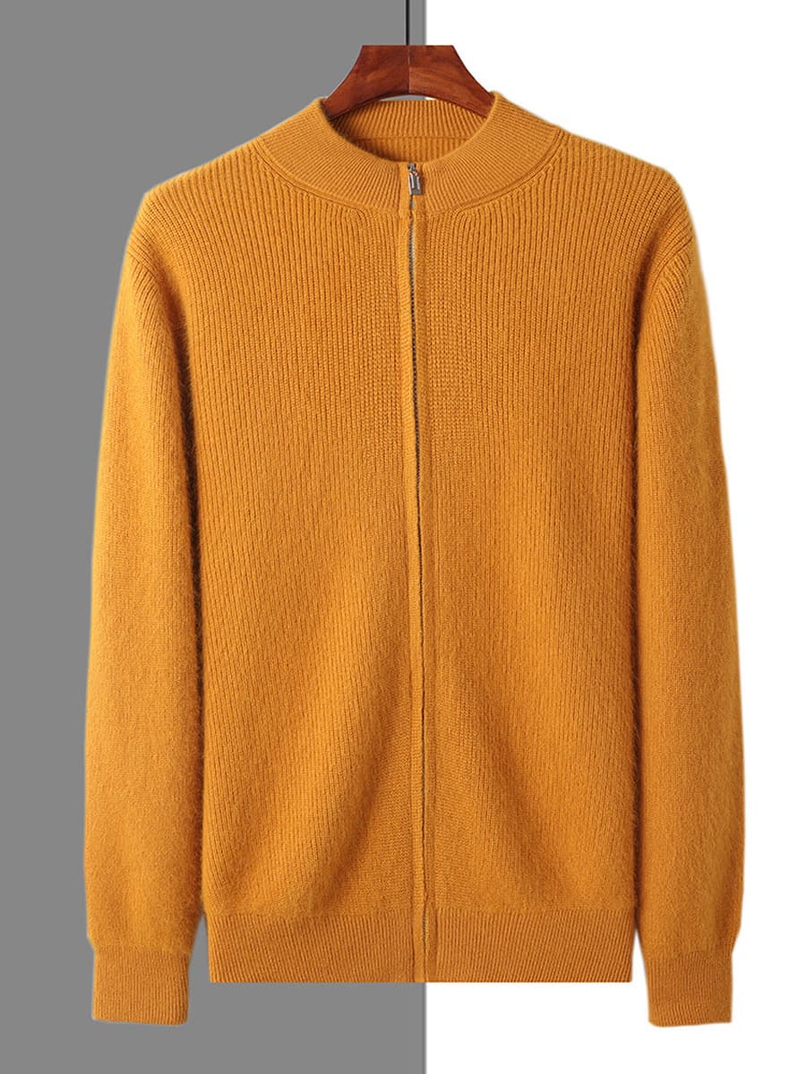 2024 осень-зима новый свитер норковый бархат мужской кардиган с полувысоким воротником