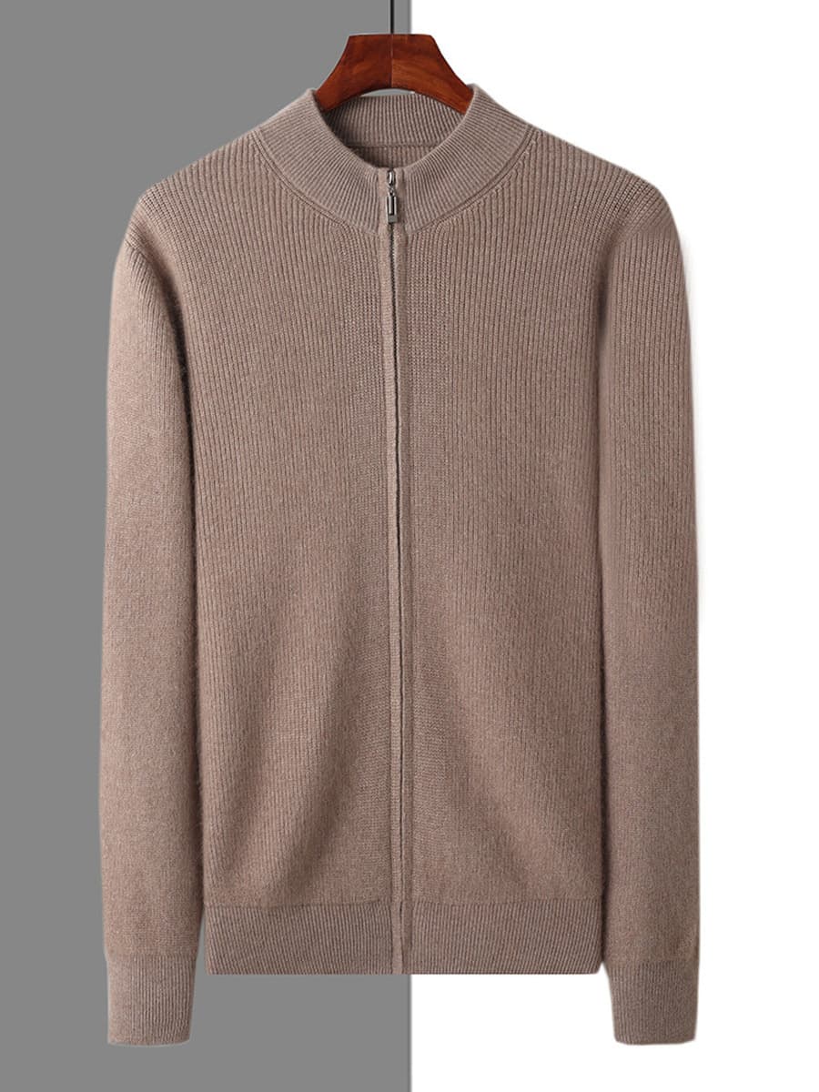 2024 осень-зима новый свитер норковый бархат мужской кардиган с полувысоким воротником