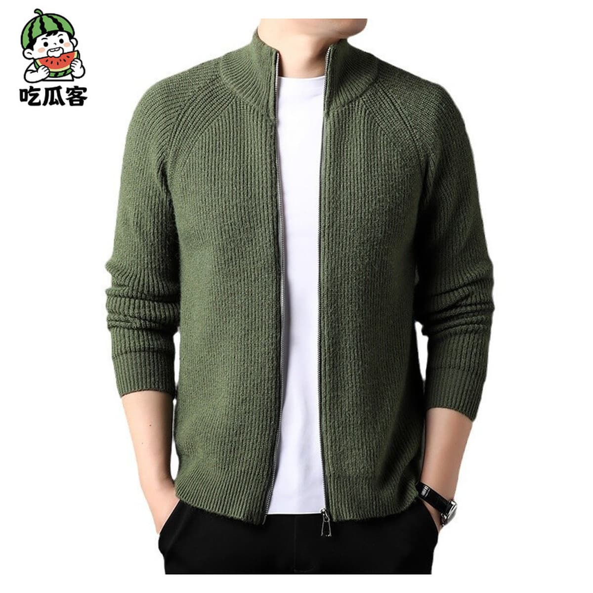 Прямая трансляция того же осеннего и зимнего свитера кардиган мужское пальто для молодых и средних лет с полувысоким...