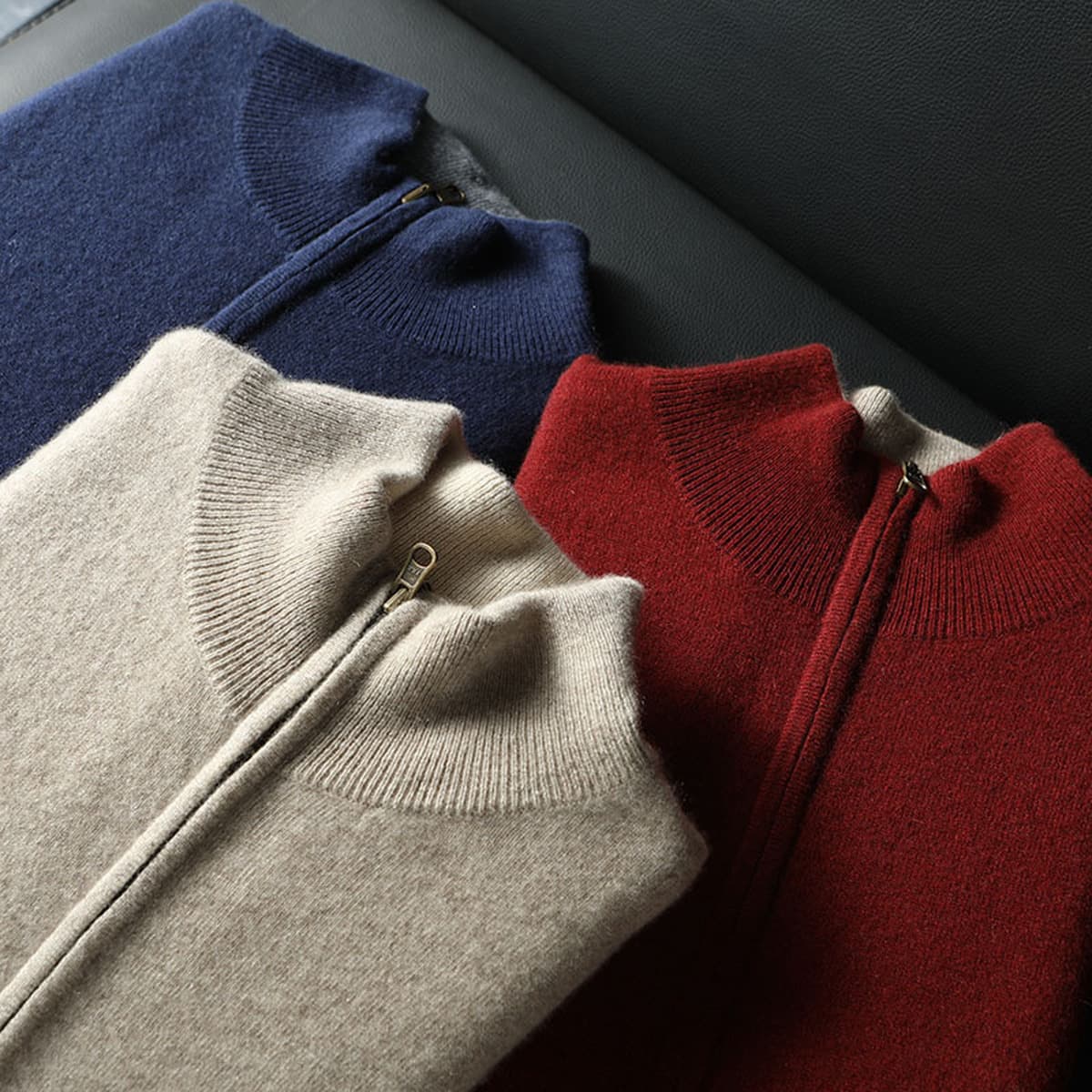 Двусторонний толстый кардиган на молнии с половинным воротником мужской 100% чистый горный кашемировый свитер свободный...