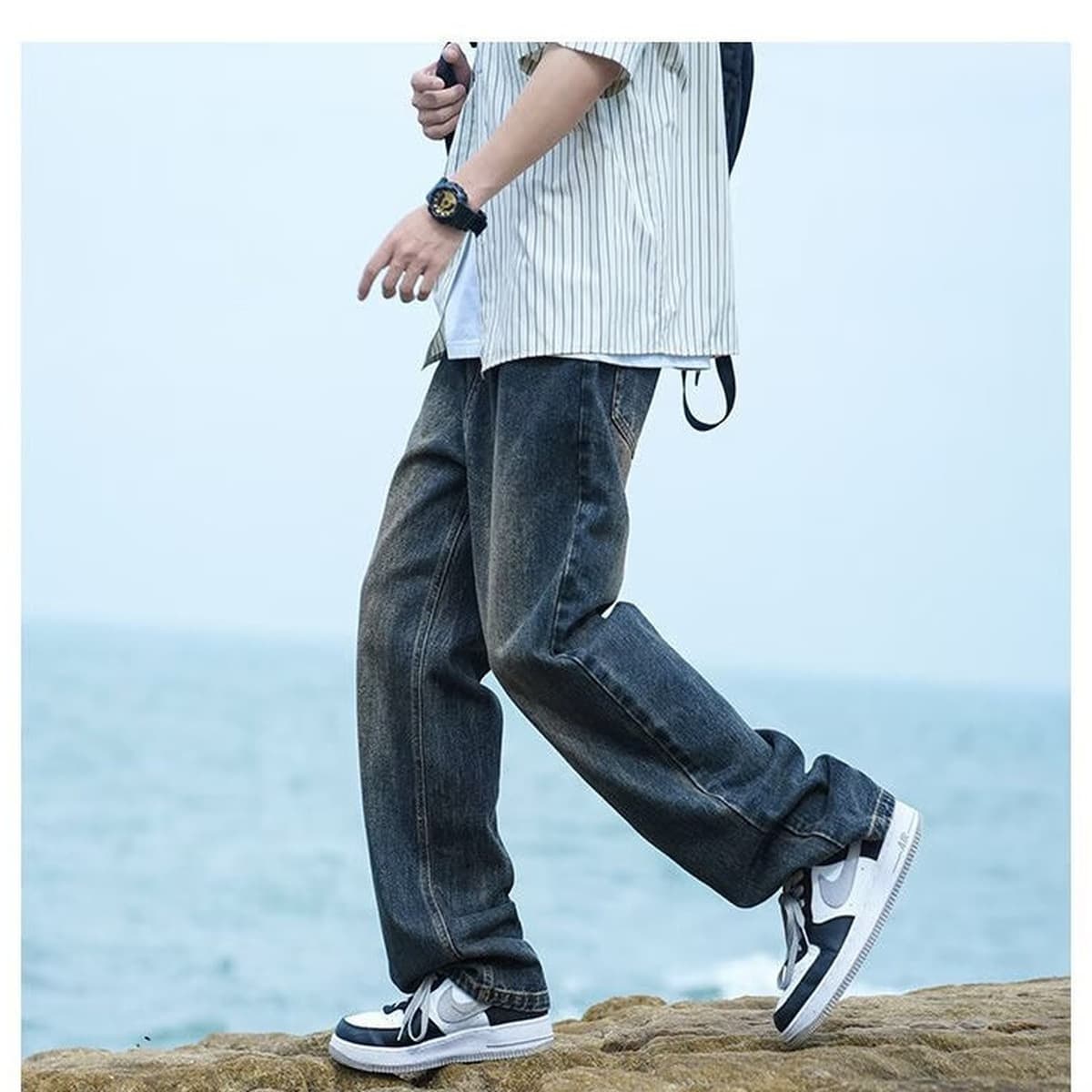 Прямые джинсы для мужчин весна-осень 2025, новая американская уличная мода, свободные повседневные длинные брюки оптом