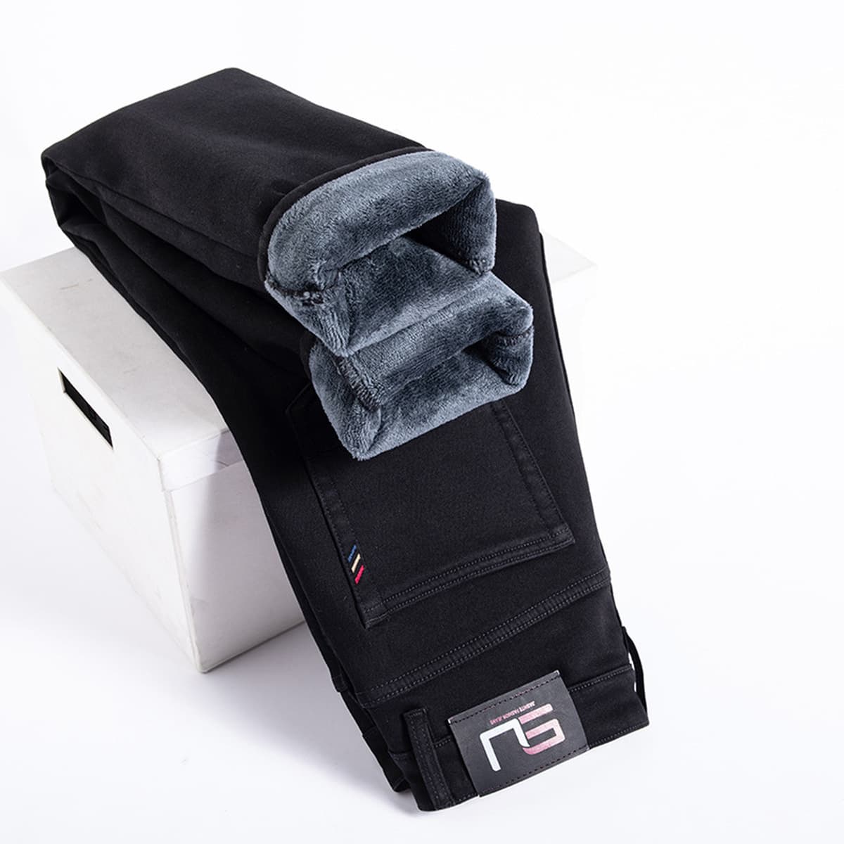 Высококачественные зимние толстые бархатные джинсы мужские прямые свободные повседневные мужские брюки супер толстые теплые...