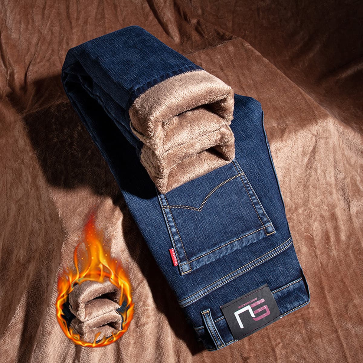 Высококачественные зимние толстые бархатные джинсы мужские прямые свободные повседневные мужские брюки супер толстые теплые...