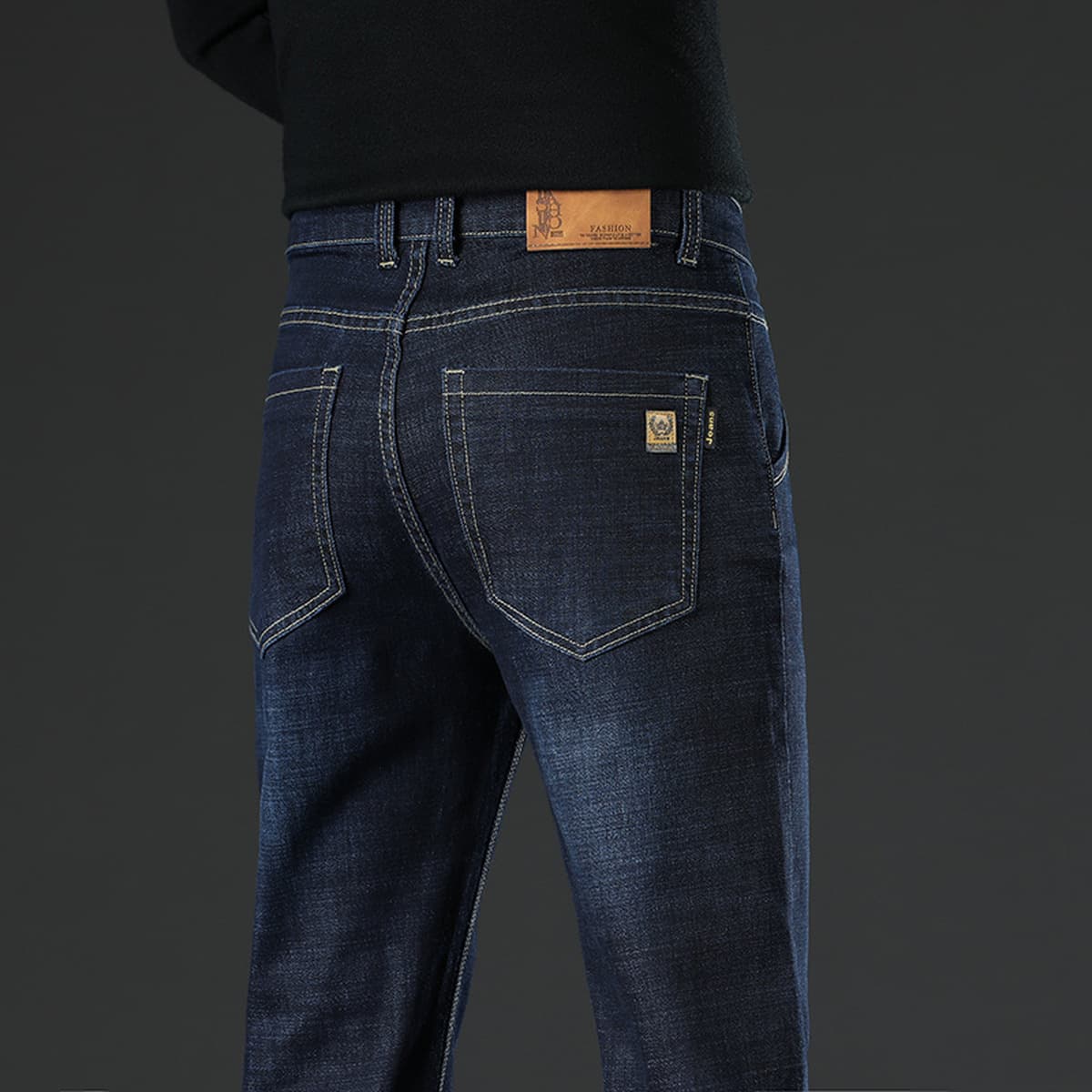 Зимние бархатные джинсы мужское качество рыхлые прямые удобные мужские брюки среднего возраста папа мужские брюки с высокой...