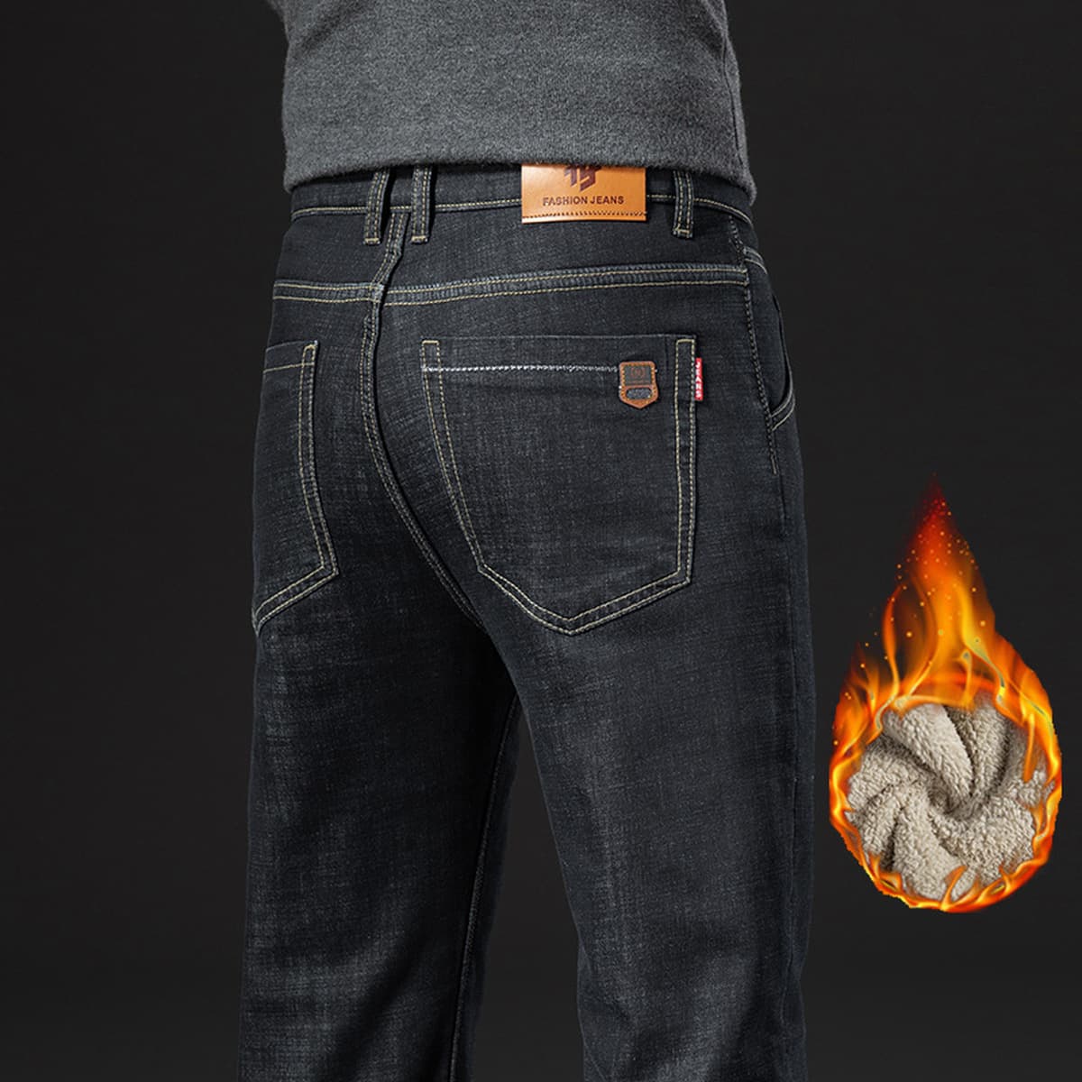 Зимние бархатные джинсы мужское качество рыхлые прямые удобные мужские брюки среднего возраста папа мужские брюки с высокой...