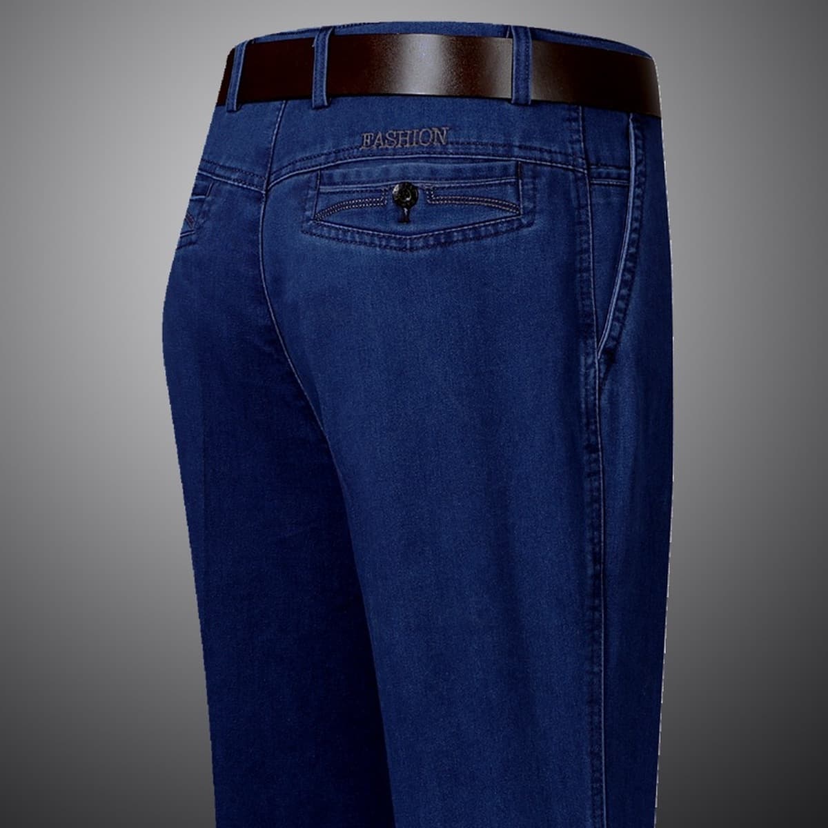 Мужские джинсы среднего возраста эластичные с высокой талией и глубокой прямой прямой свободный средний и пожилой папа брюки...