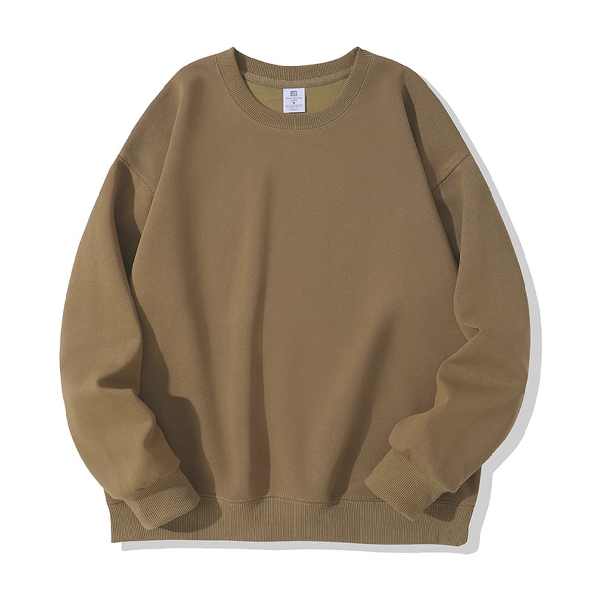 420G тяжелый свитер мужской осенний и зимний круглый воротник из чистого хлопка свободный с длинными рукавами сплошной цвет...