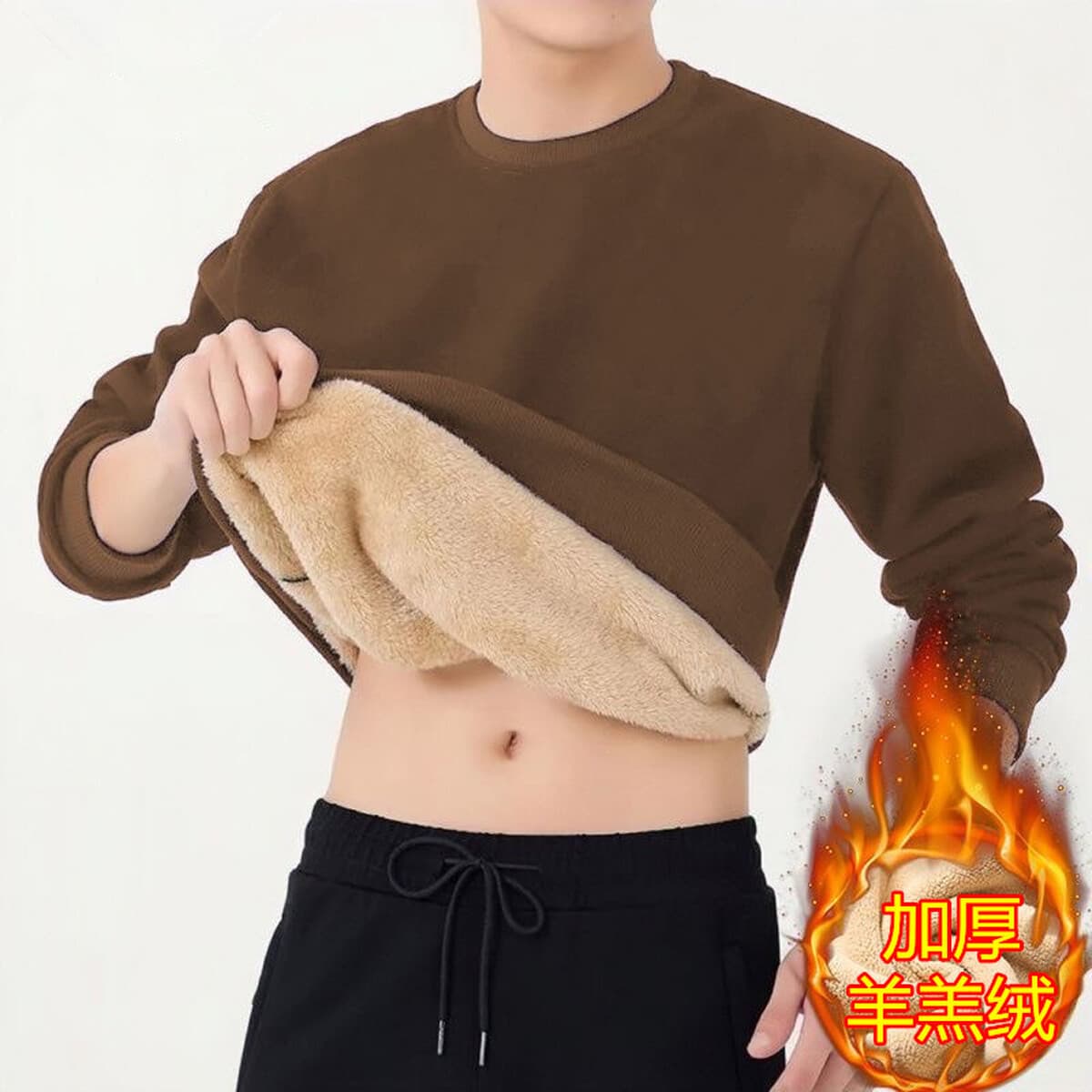 Зимний кашемировый свитер с круглым вырезом