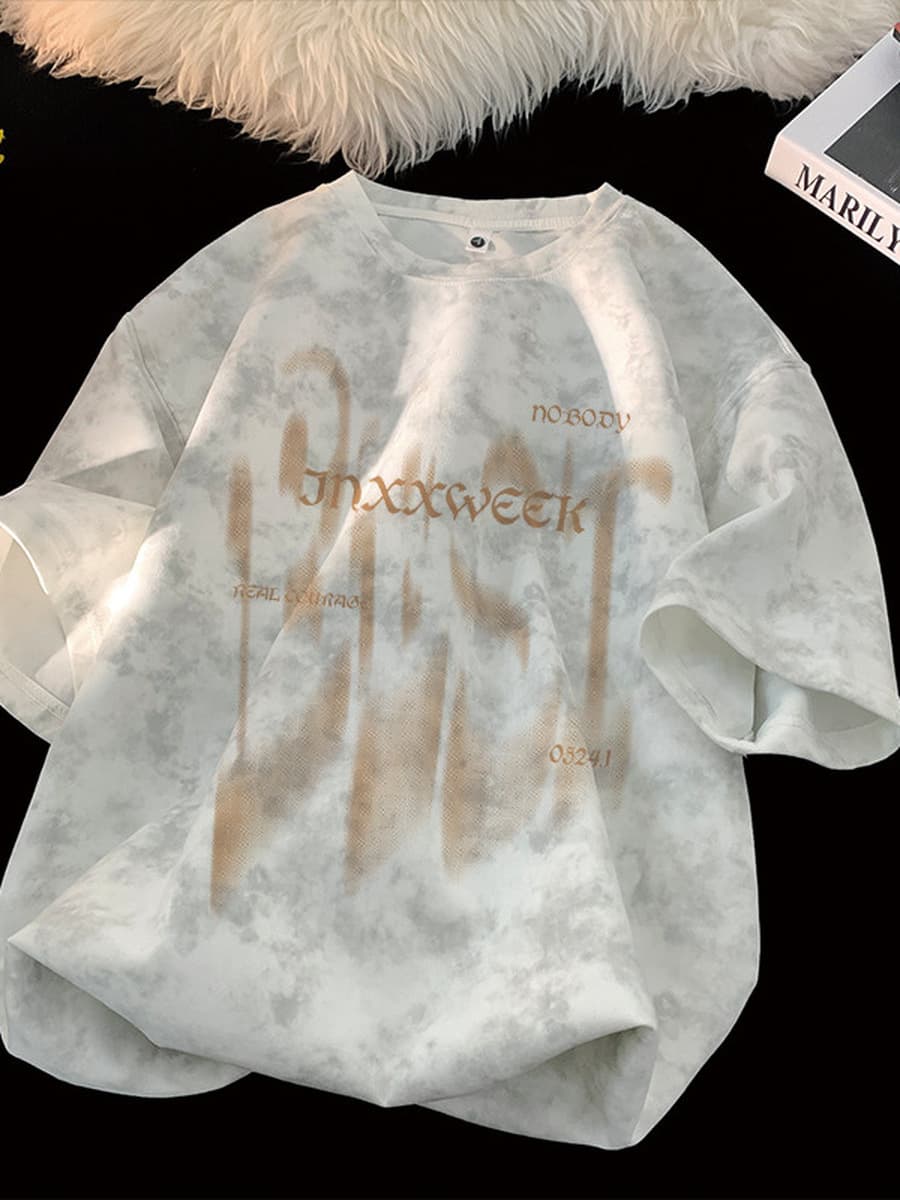 Летняя модная мужская футболка из чистого хлопка с короткими рукавами в американском стиле, свободного кроя, большого...