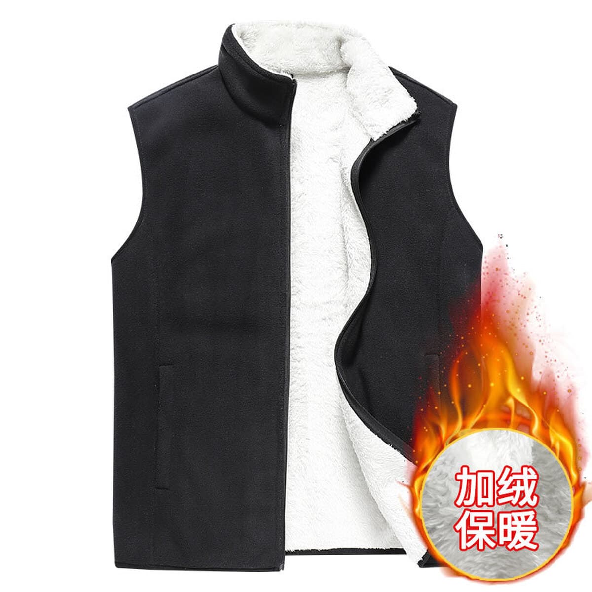 Мужской флисовый жилет на осень и зиму, однотонный, повседневный, утепленный, больших размеров, для работы