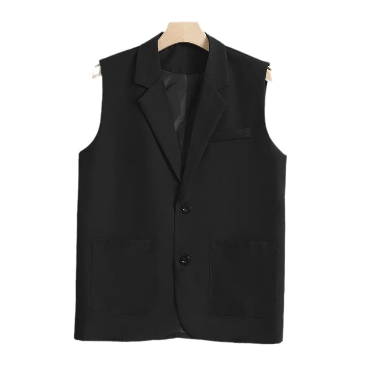 Летний свободный повседневный костюм, жилет, универсальный мужской корейский стиль, модная куртка без рукавов, красивый...