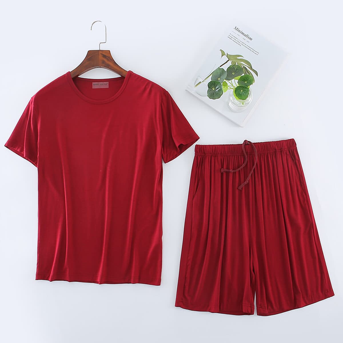 Мужская модальная футболка с короткими рукавами шорты домашняя одежда повседневная спортивная одежда плюс толстая пижама...