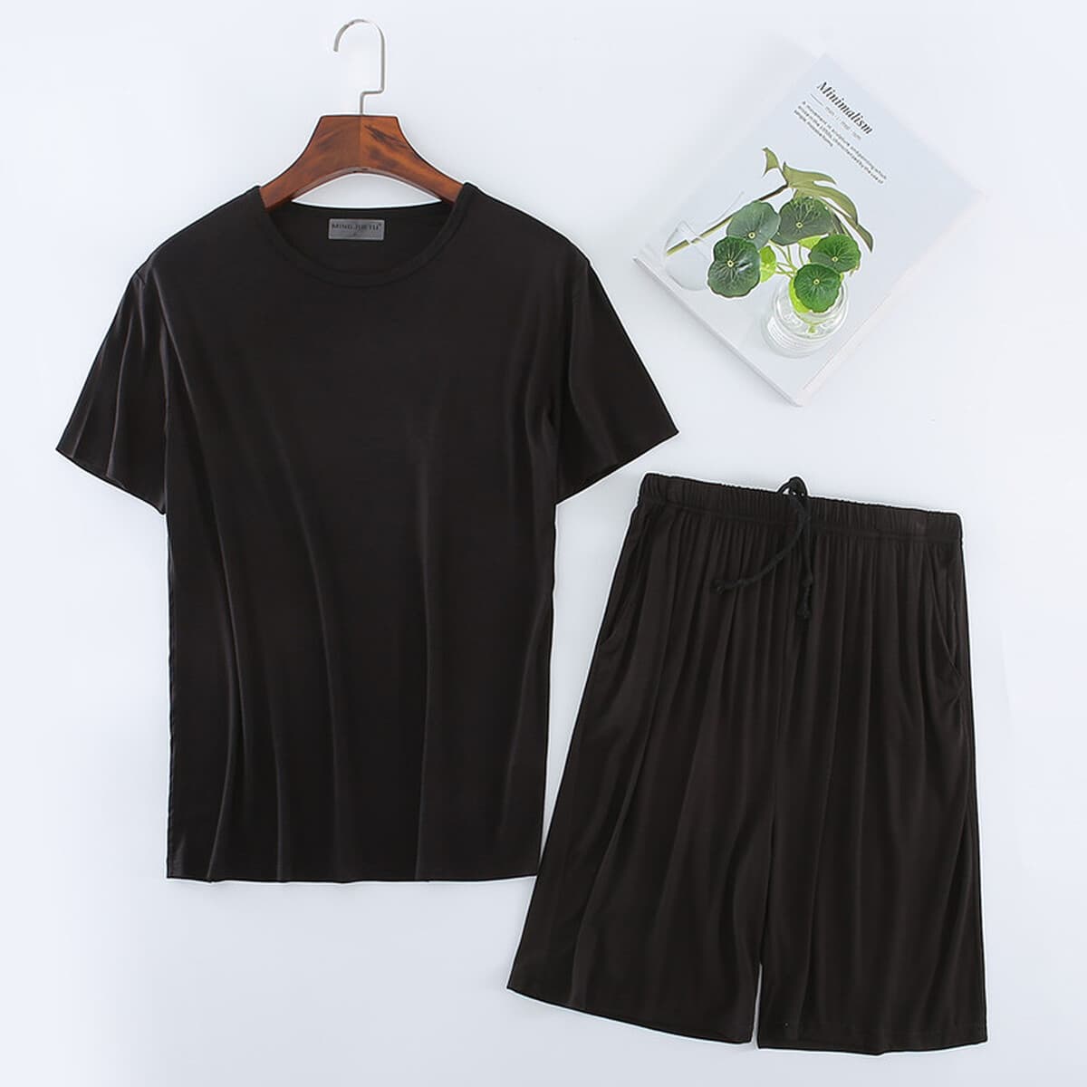 Мужская модальная футболка с короткими рукавами шорты домашняя одежда повседневная спортивная одежда плюс толстая пижама...