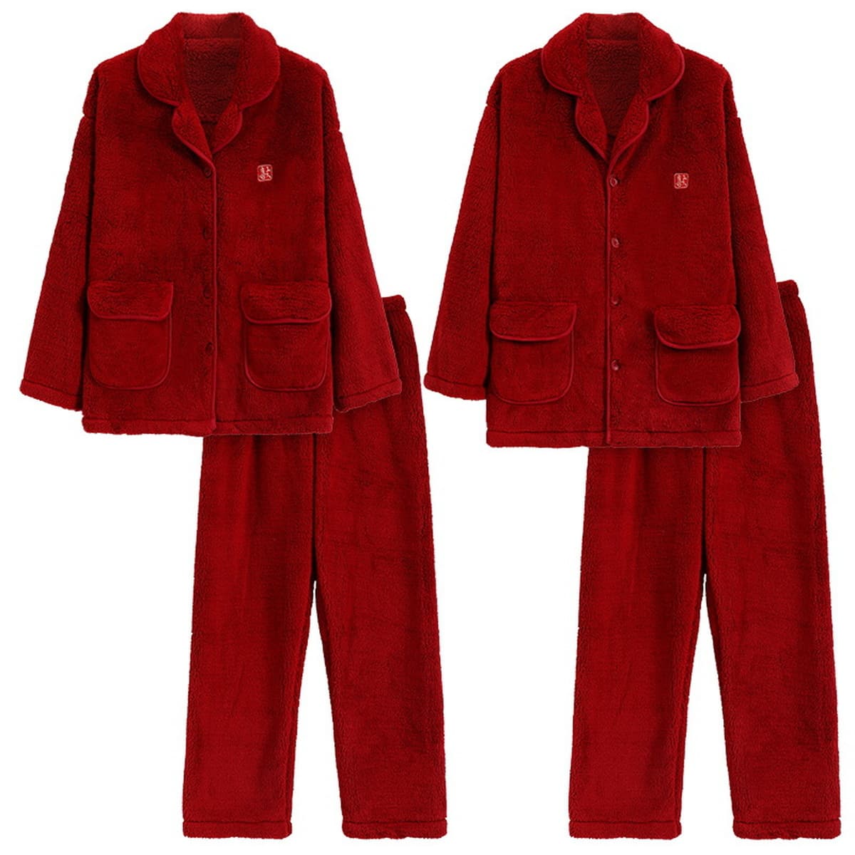 Lushi зимняя утолщенная пара коралловых флисовых пижам костюм женский Свадебный Праздничный год рождения большая красная...
