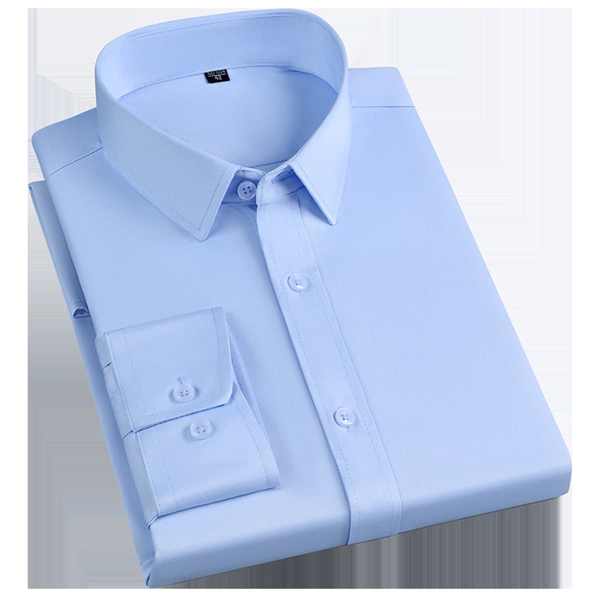 Новая рубашка с длинными рукавами, мужская светло-голубая приталенная эластичная рубашка, деловая повседневная мужская...