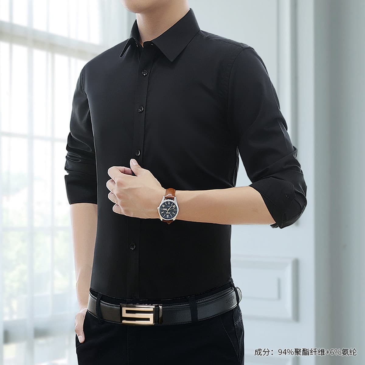 Белая рубашка Мужская рубашка с длинными и короткими рукавами Профессиональная Мужская фиксирующая одежда больших размеров...