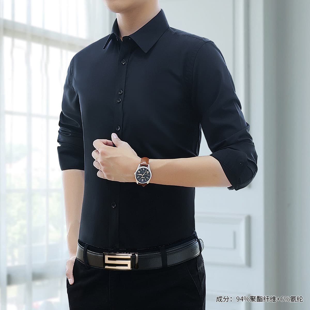 Белая рубашка Мужская рубашка с длинными и короткими рукавами Профессиональная Мужская фиксирующая одежда больших размеров...