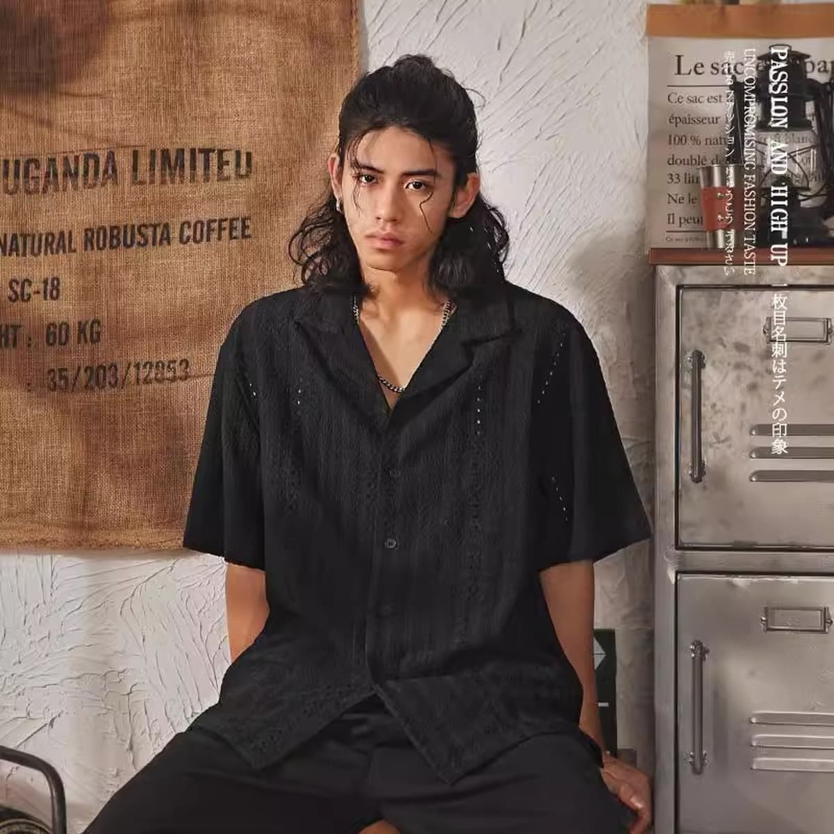 Мужская рубашка с коротким рукавом, кубинским воротником, премиум-класса, летняя новинка 2025 года, свободного кроя, в ретро...