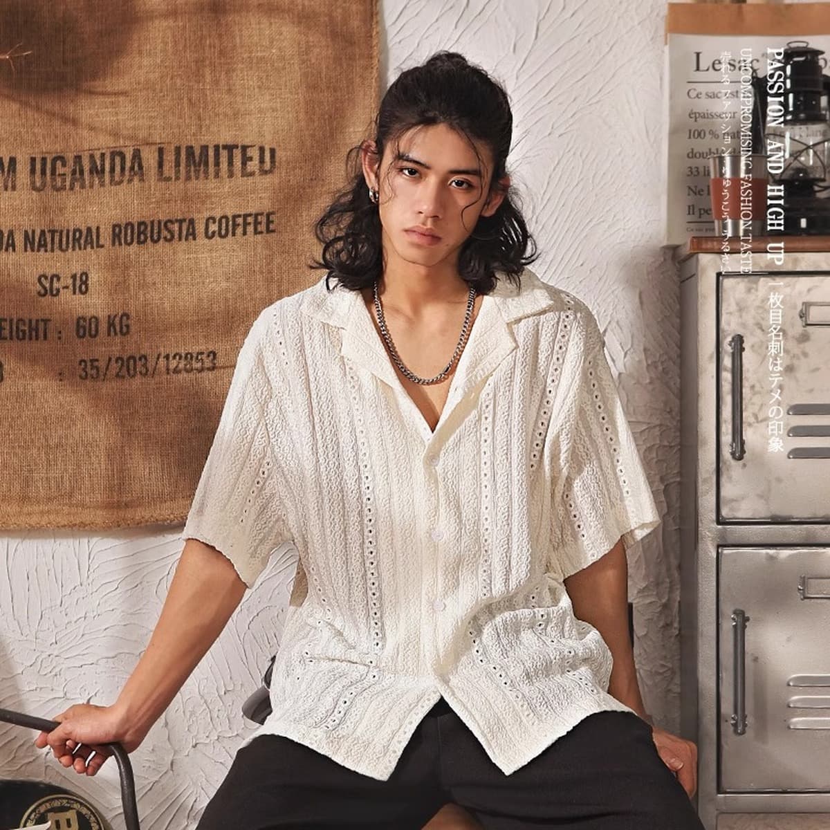 Мужская рубашка с коротким рукавом, кубинским воротником, премиум-класса, летняя новинка 2025 года, свободного кроя, в ретро...