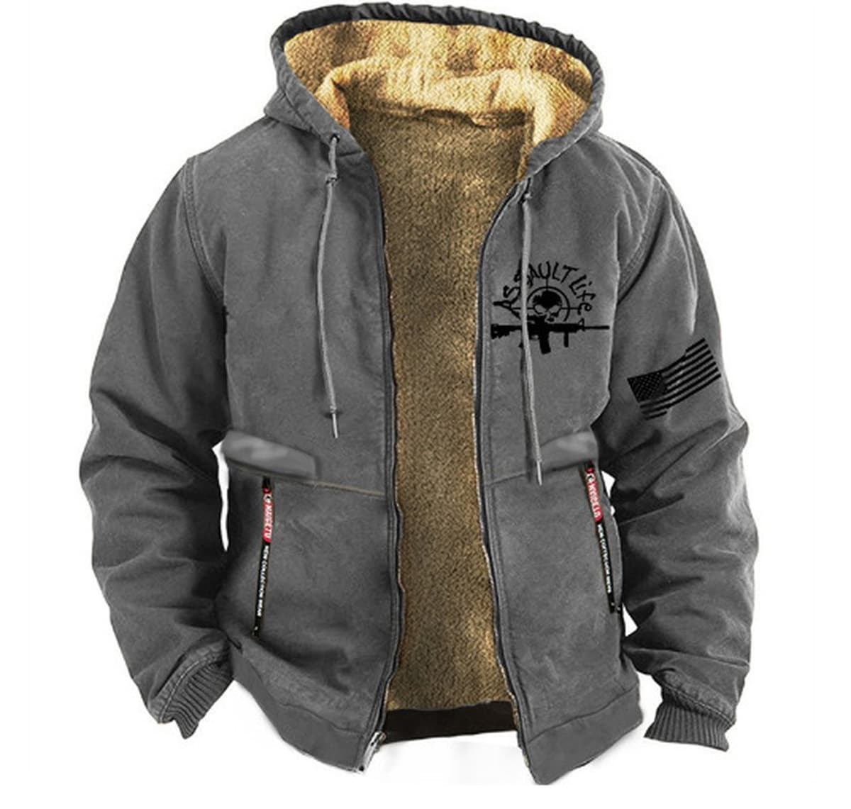 Модная мужская зимняя толстовка с капюшоном, красивая и универсальная, свободная и бархатная утолщенная теплая куртка.