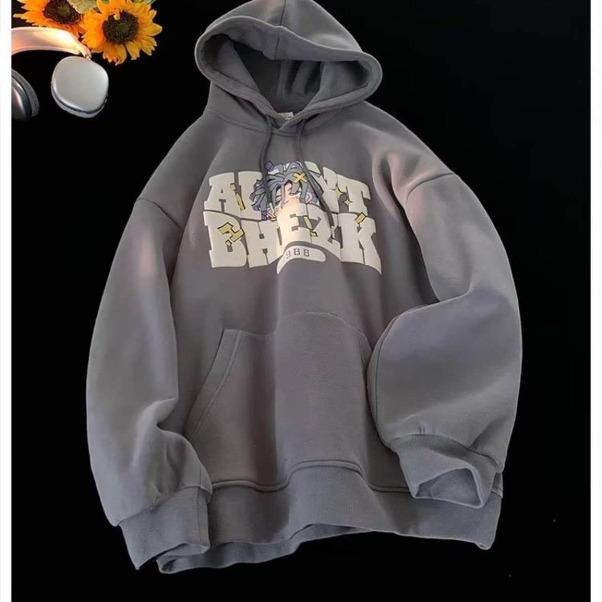 Американская толстовка с капюшоном и принтом, модные брендовые мужские топы, осень-зима 2024, новая свободная бархатная...