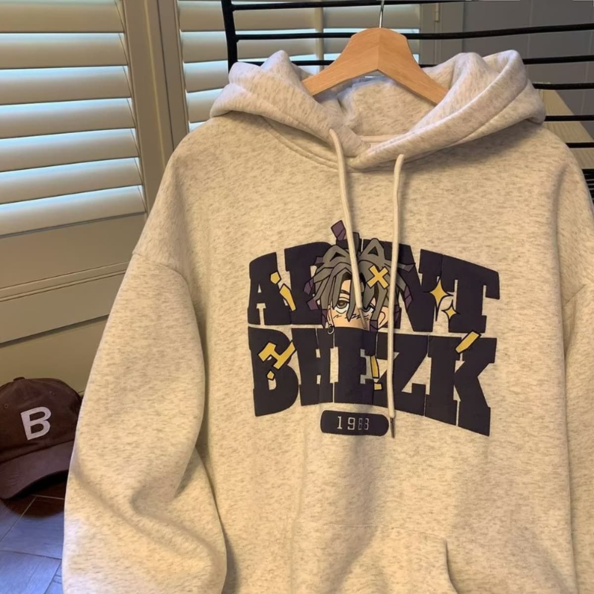 Американская толстовка с капюшоном и принтом, модные брендовые мужские топы, осень-зима 2024, новая свободная бархатная...