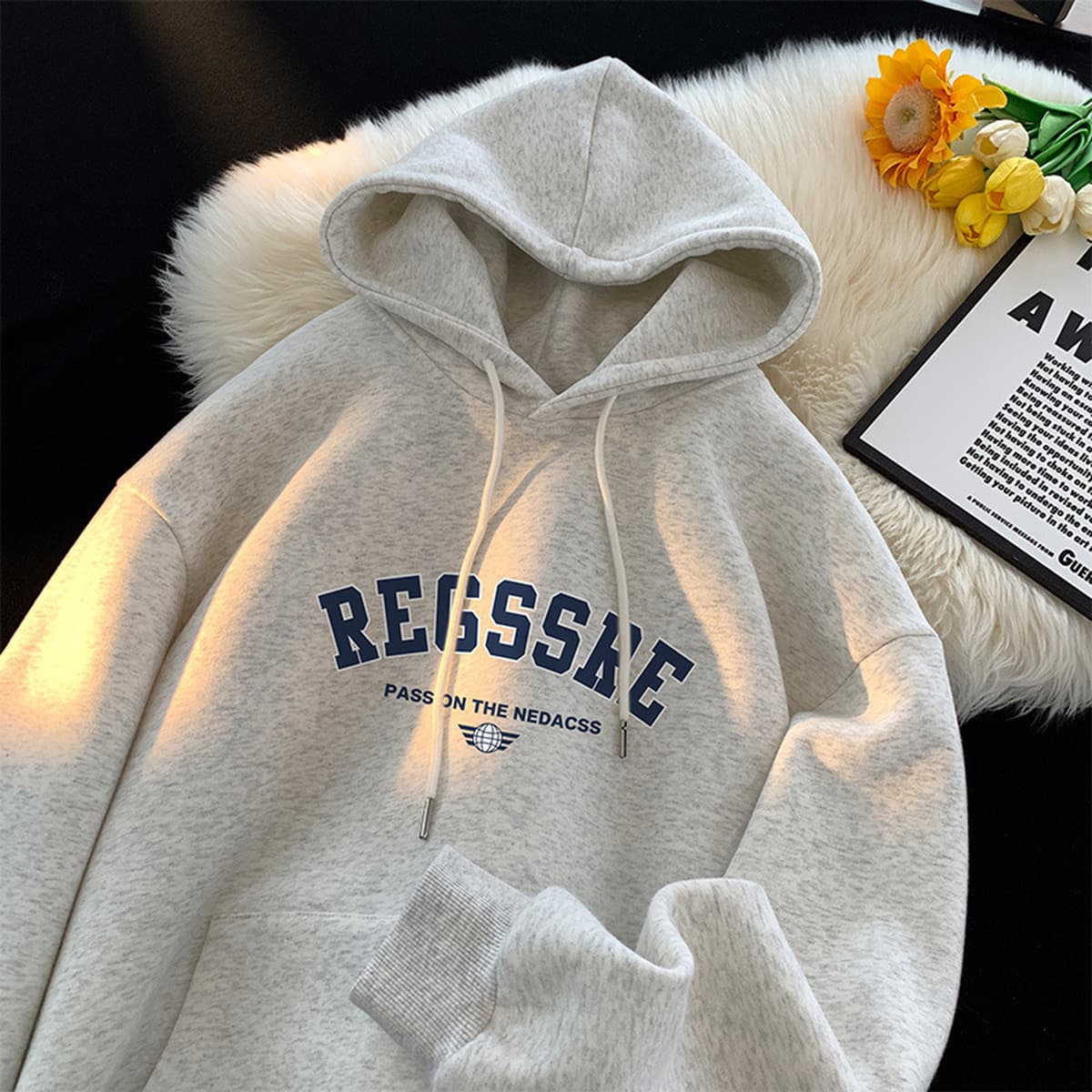 Американский тяжелый свитер с капюшоном для мужчин осень-зима 2024 новый прилив бренда свободный, красивый, высокий комфорт,...