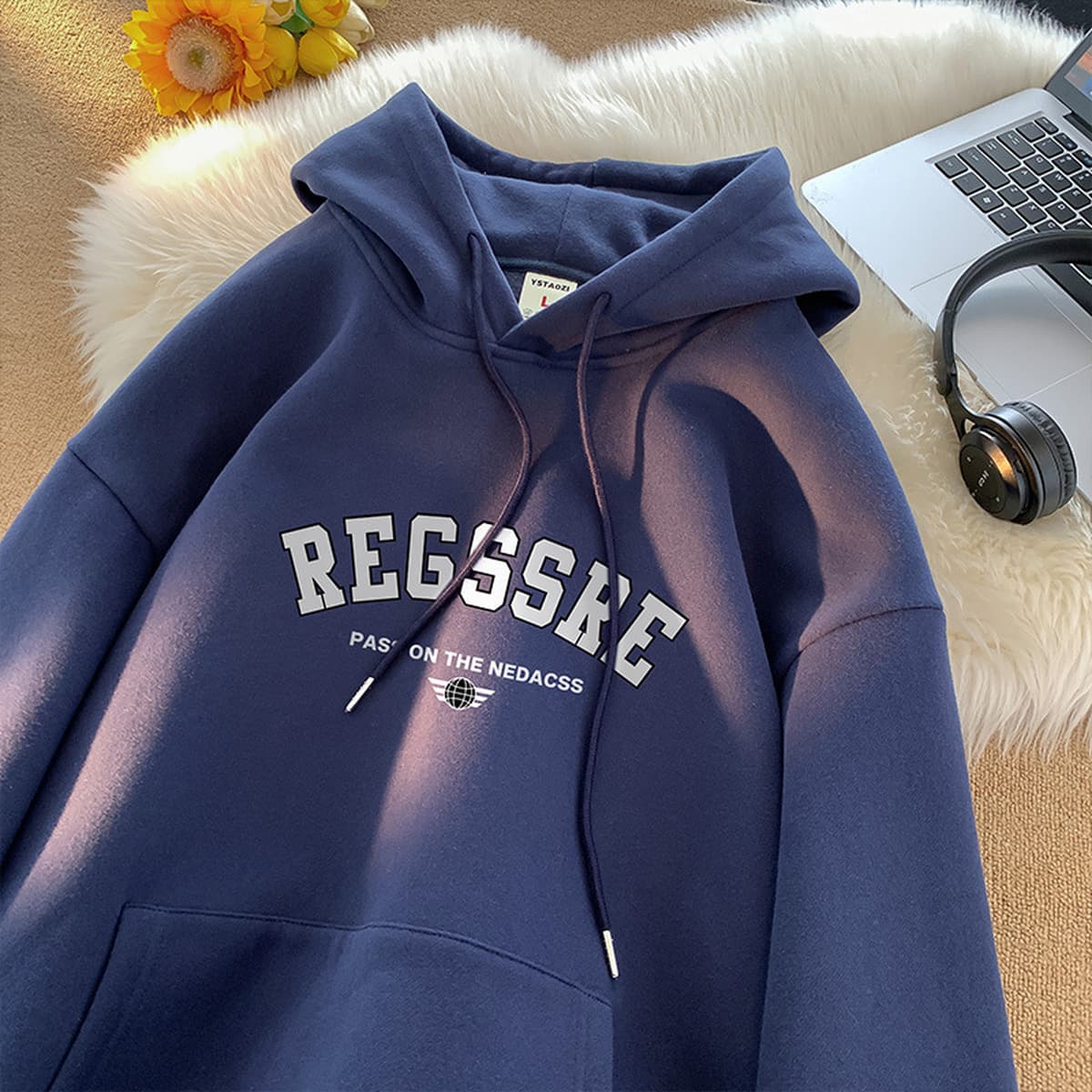 Американский тяжелый свитер с капюшоном для мужчин осень-зима 2024 новый прилив бренда свободный, красивый, высокий комфорт,...